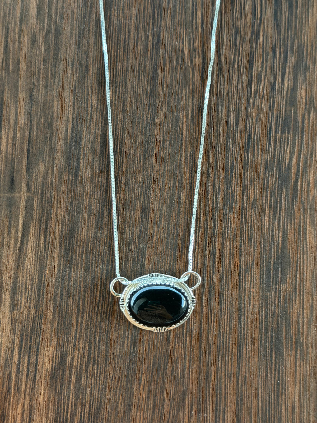 Native Black Onyx Bar Necklace