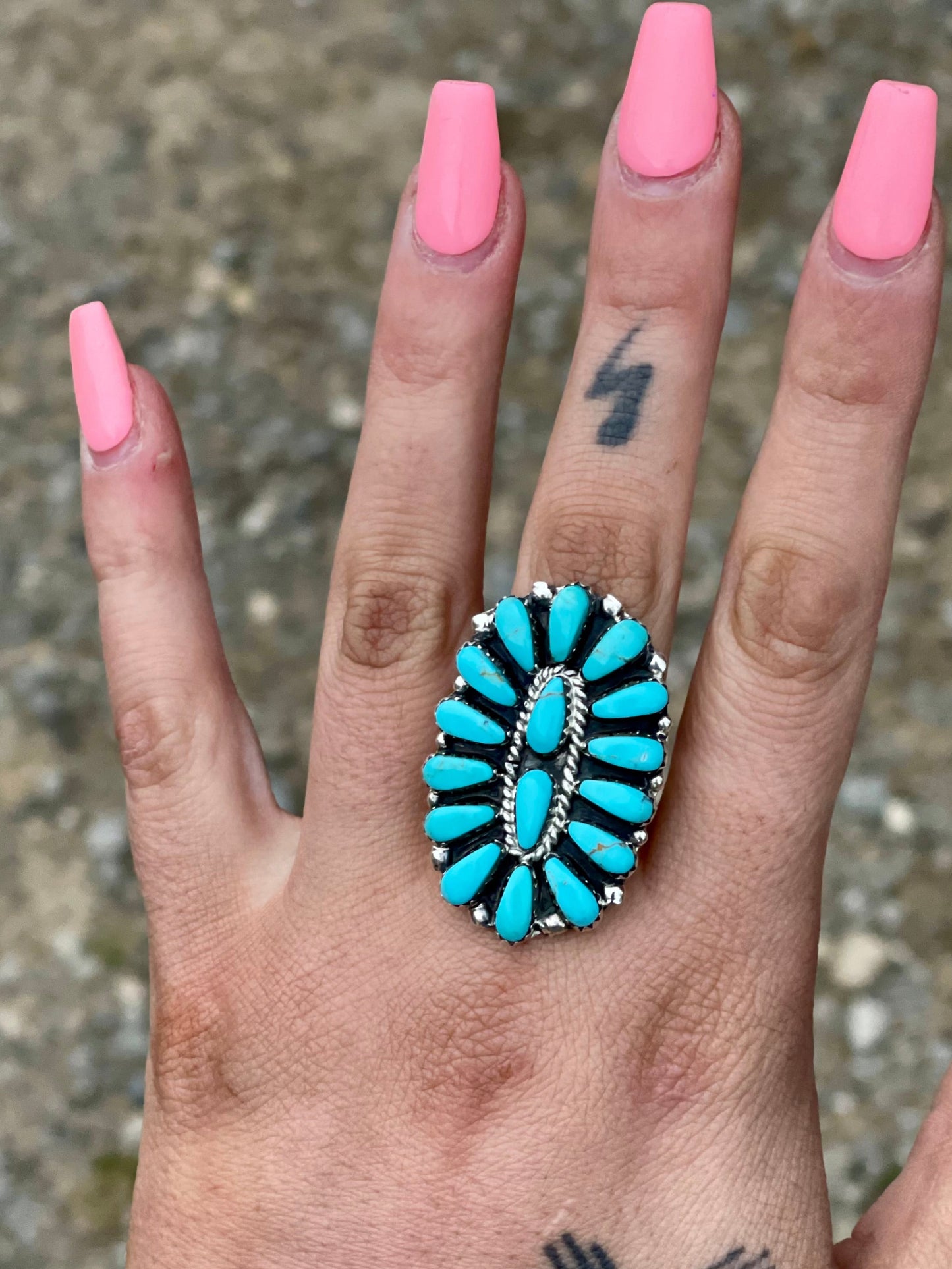 Smaller Navajo Kingman Turquoise Cluster Ring - Julianna Williams