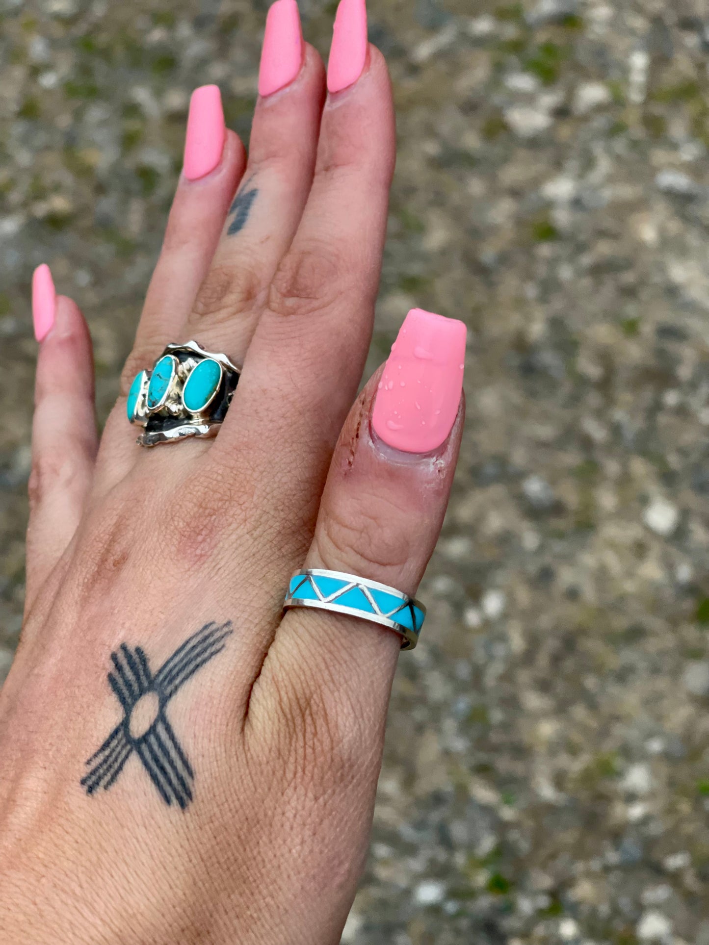 Navajo Kingman Turquoise Inlay Ring