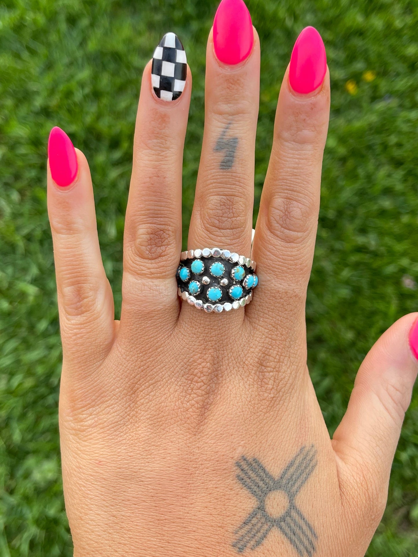 Navajo Kingman Turquoise 10 Stone Ring