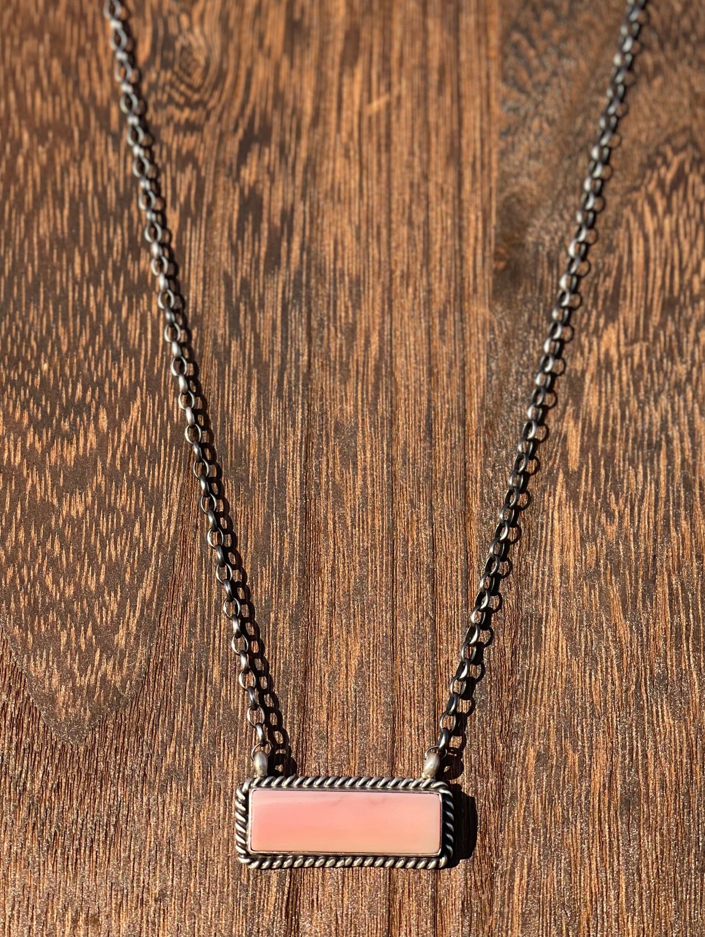 Pink Conch Bar Necklace