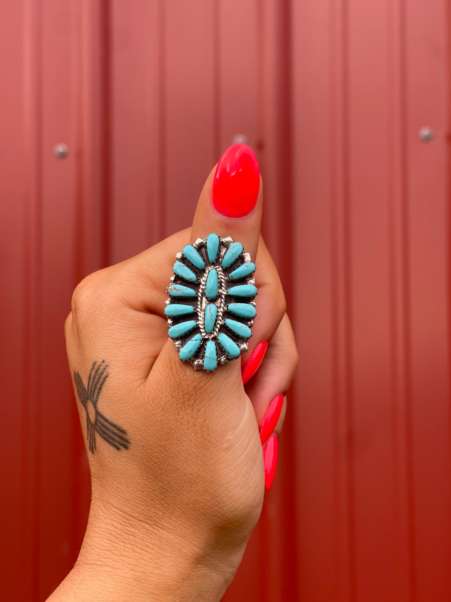 Smaller Navajo Kingman Turquoise Cluster Ring - Julianna Williams