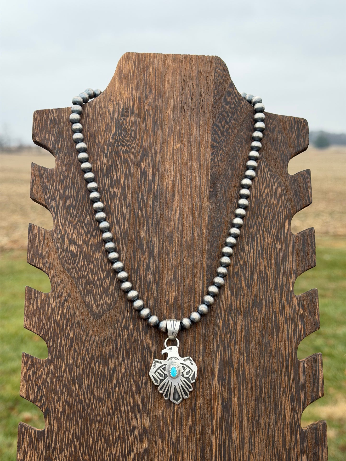 Kingman Turquoise Thunderbird Pendant