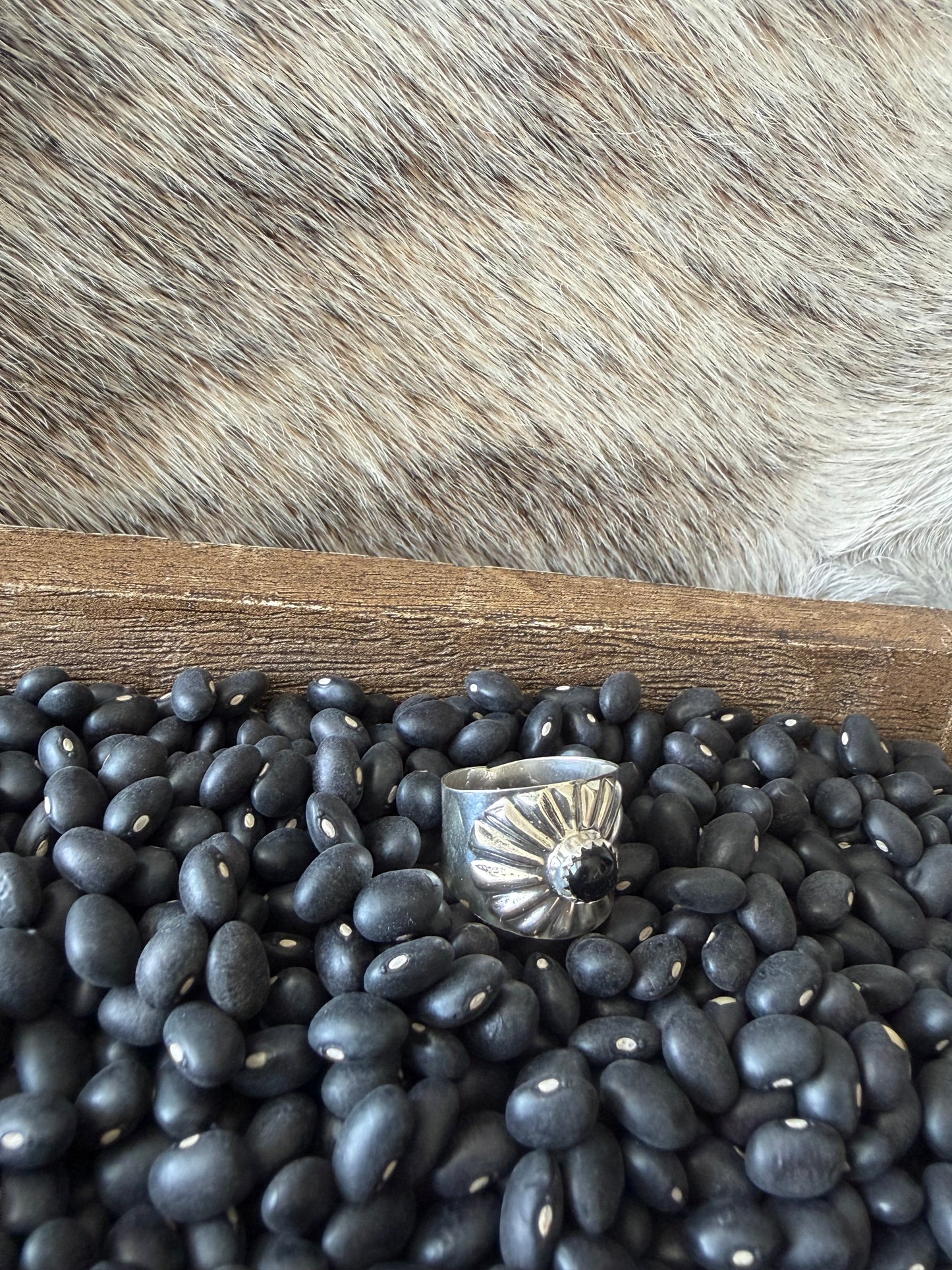 Black Onyx Thick Band Ring