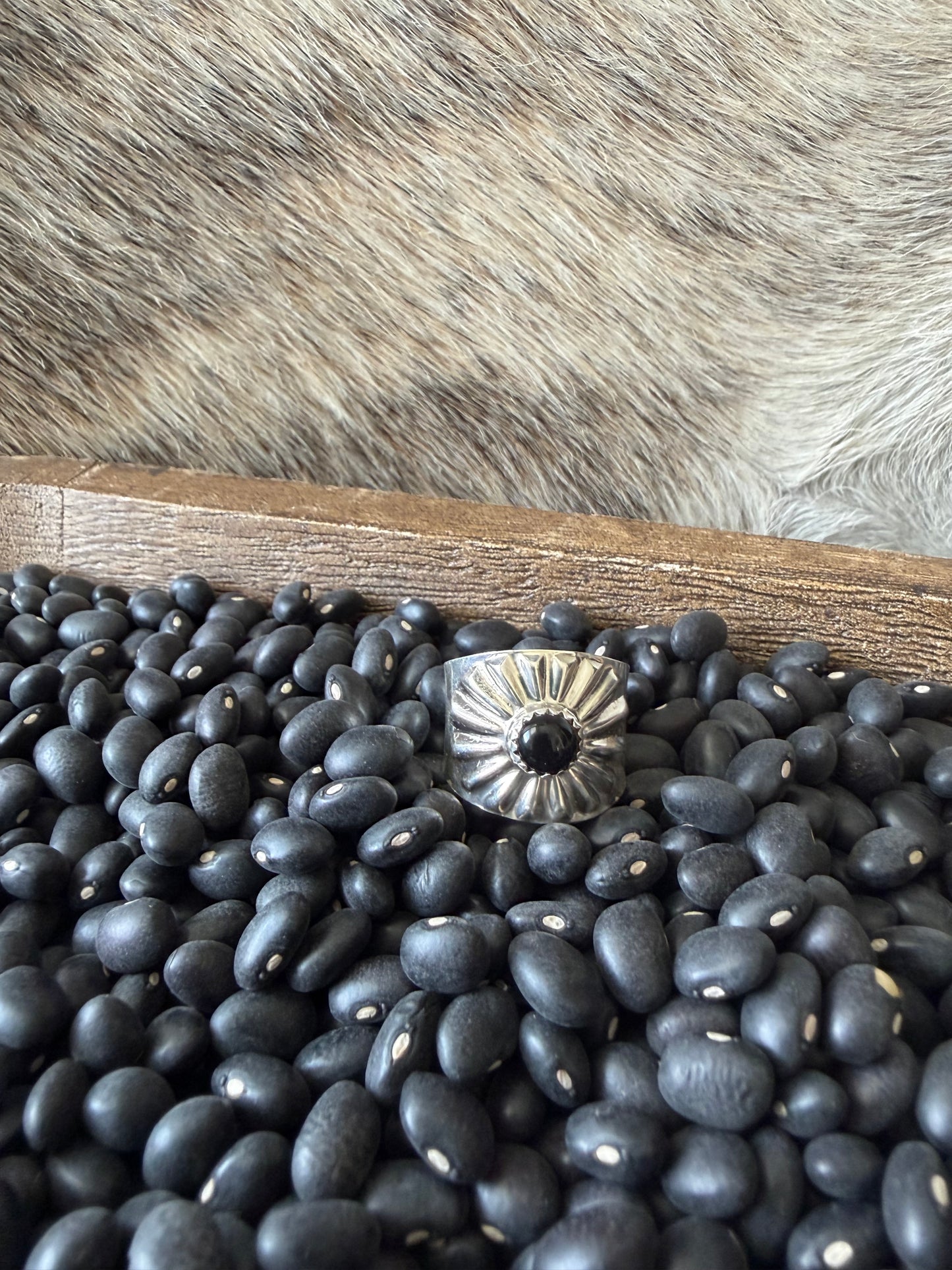 Black Onyx Thick Band Ring