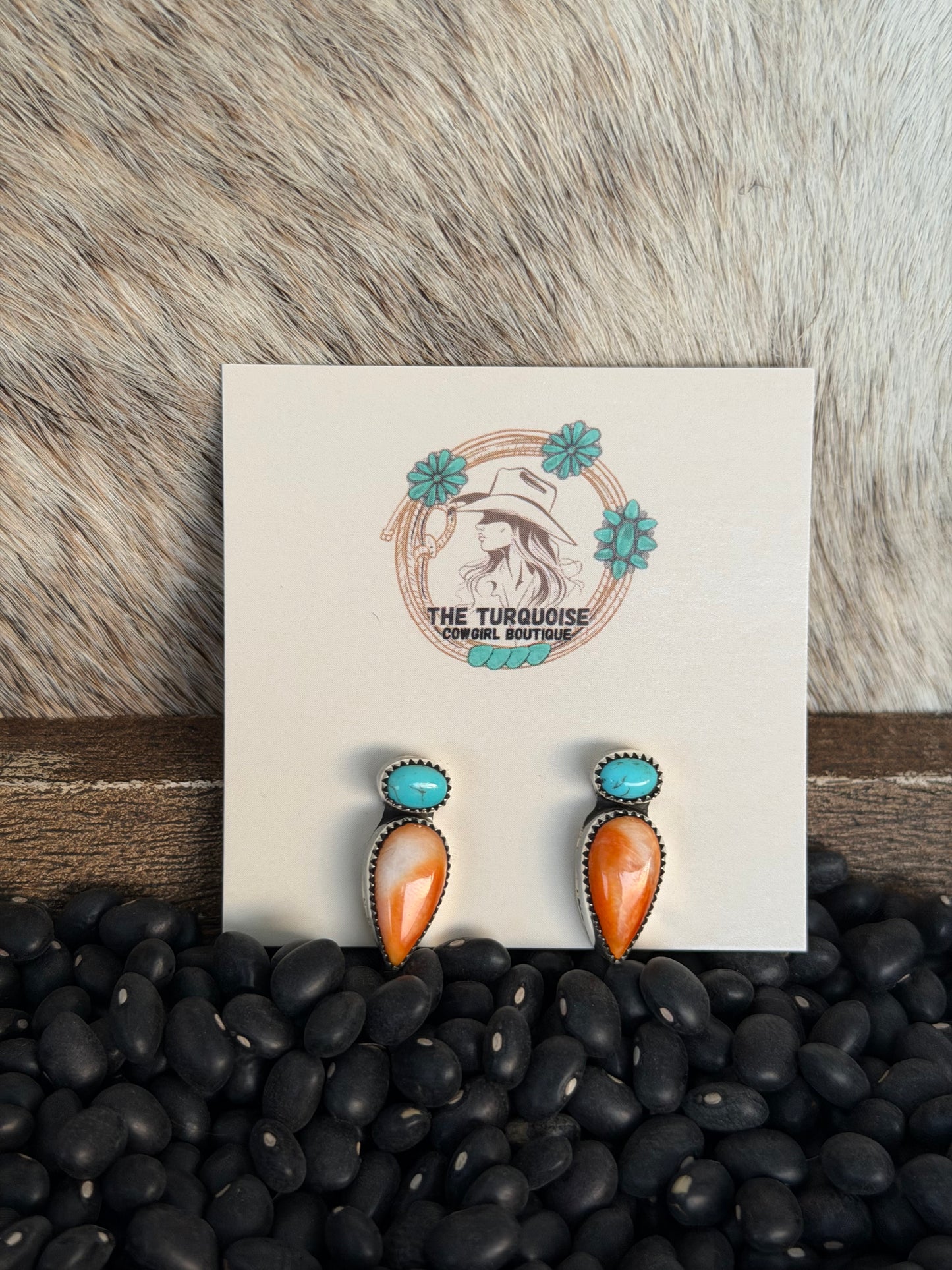 Orange Spiny and Turquoise Studs