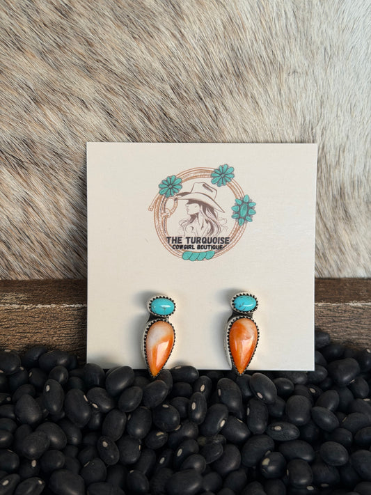 Orange Spiny and Turquoise Studs
