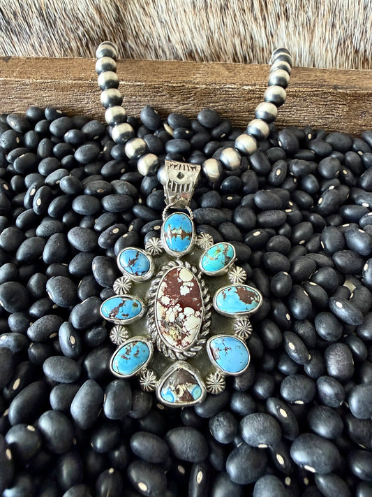 Large Navajo Wild Horse and Golden Hills Pendant