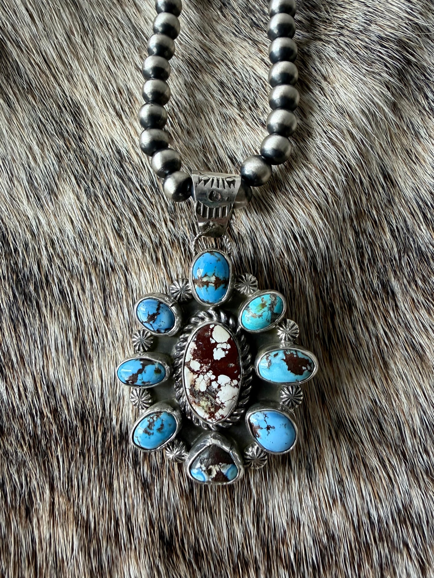 Large Navajo Wild Horse and Golden Hills Pendant