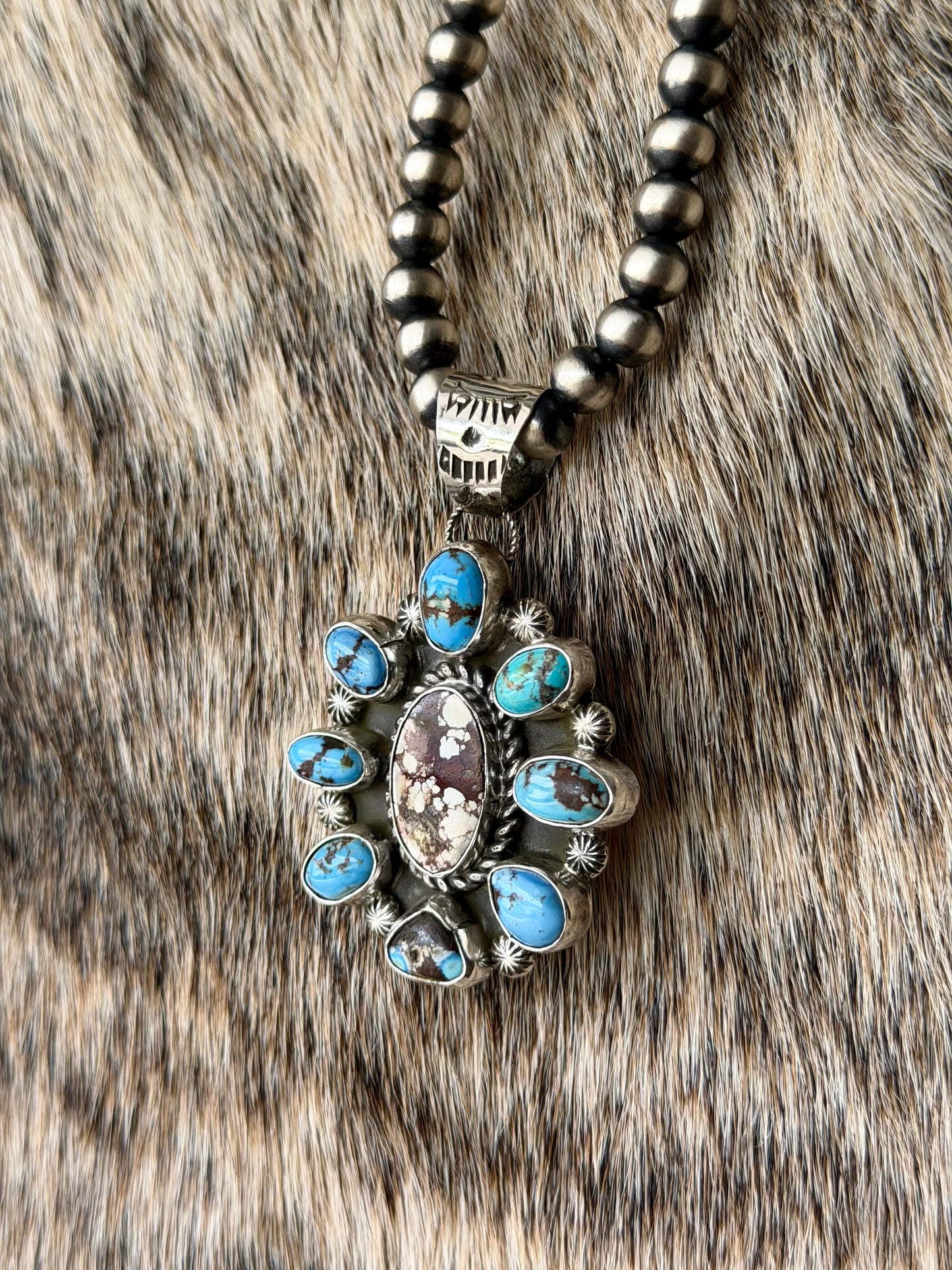 Large Navajo Wild Horse and Golden Hills Pendant