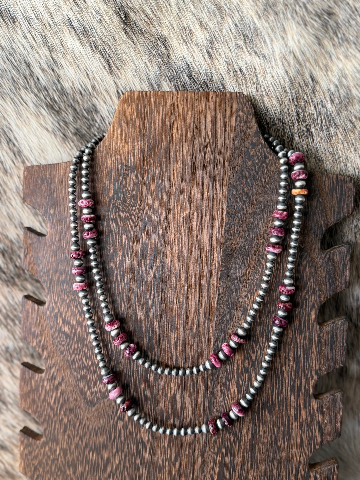 Purple Spiny and 4mm Sterling Silver Pearls