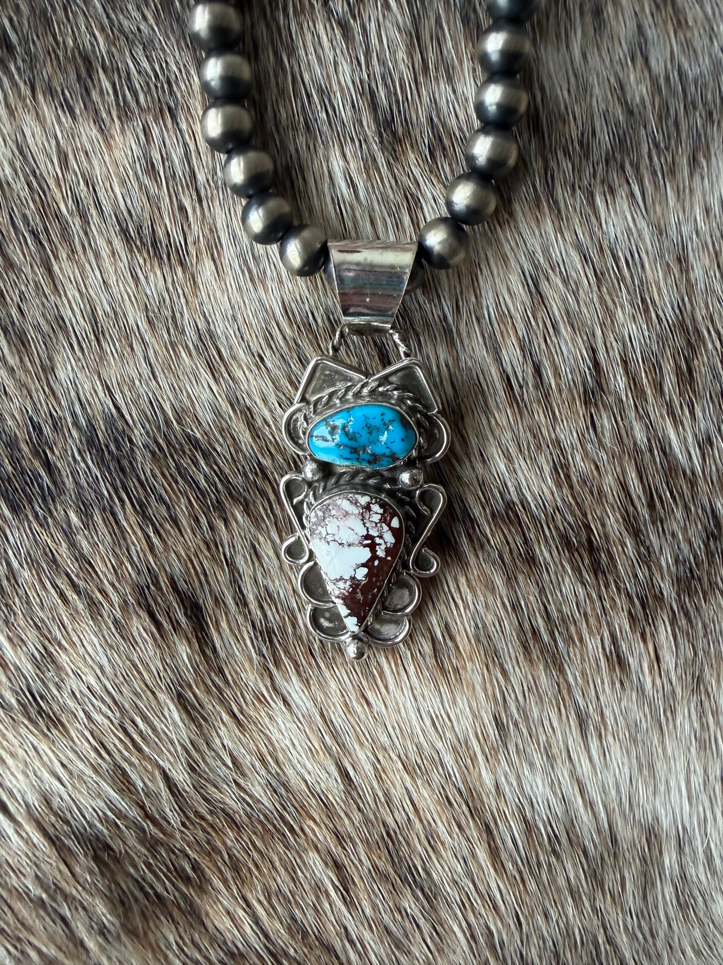 Wild Horse and Kingman Turquoise Pendant
