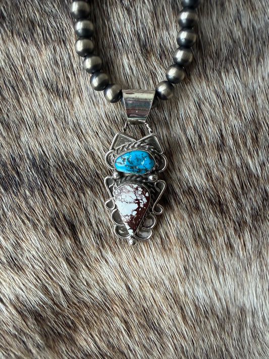 Wild Horse and Kingman Turquoise Pendant