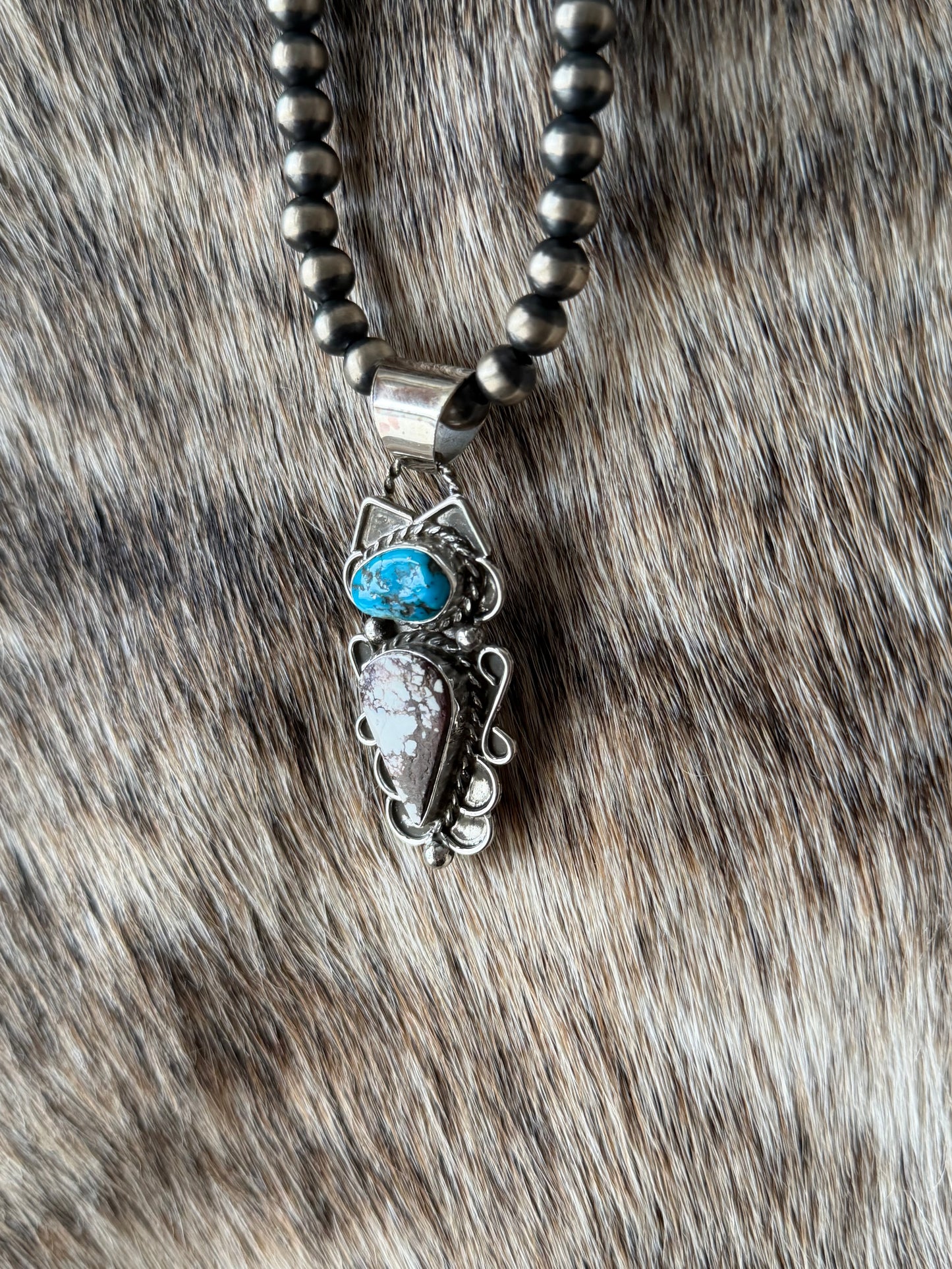 Wild Horse and Kingman Turquoise Pendant