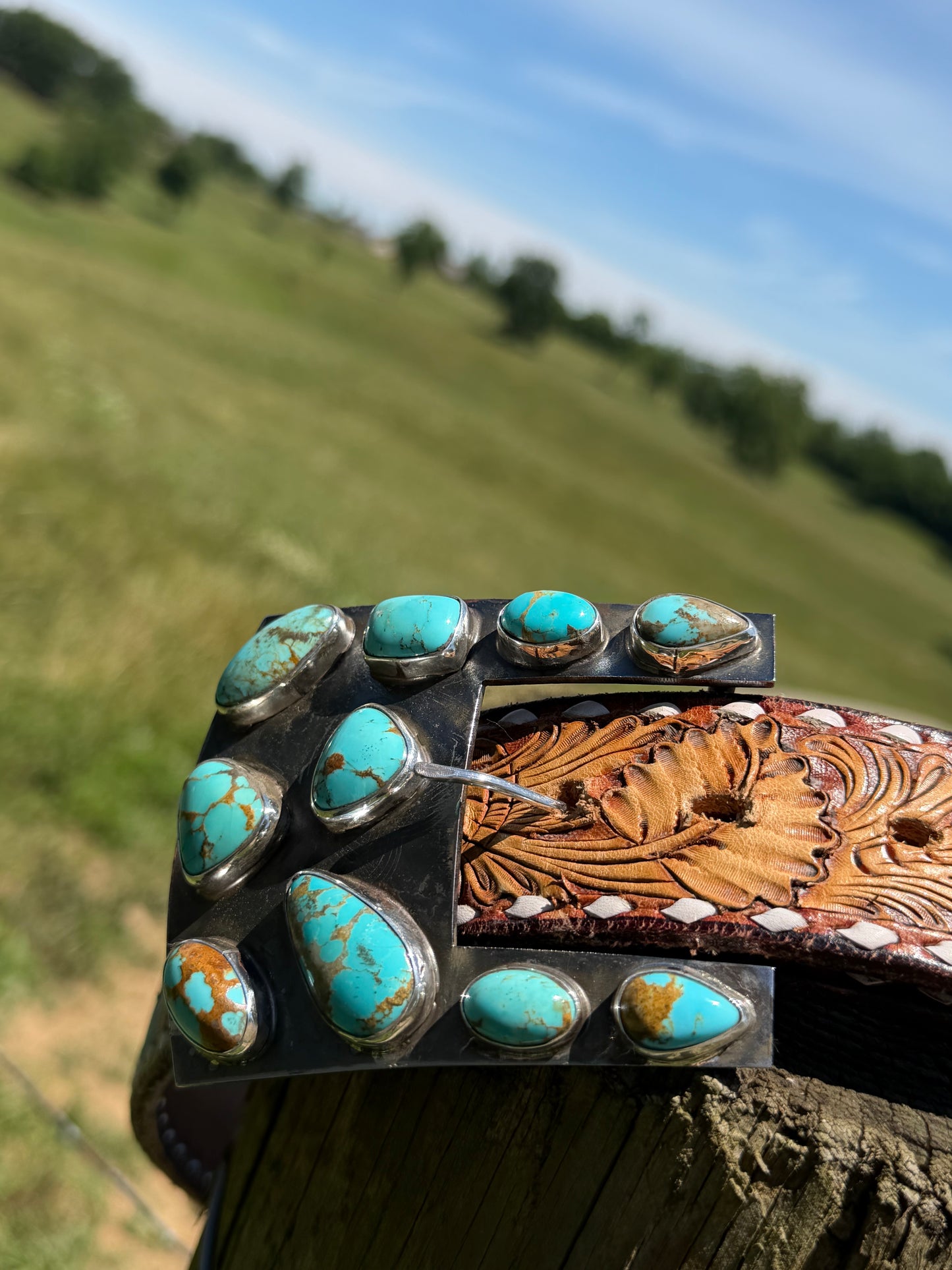 Square Kingman Turquoise Belt Buckle