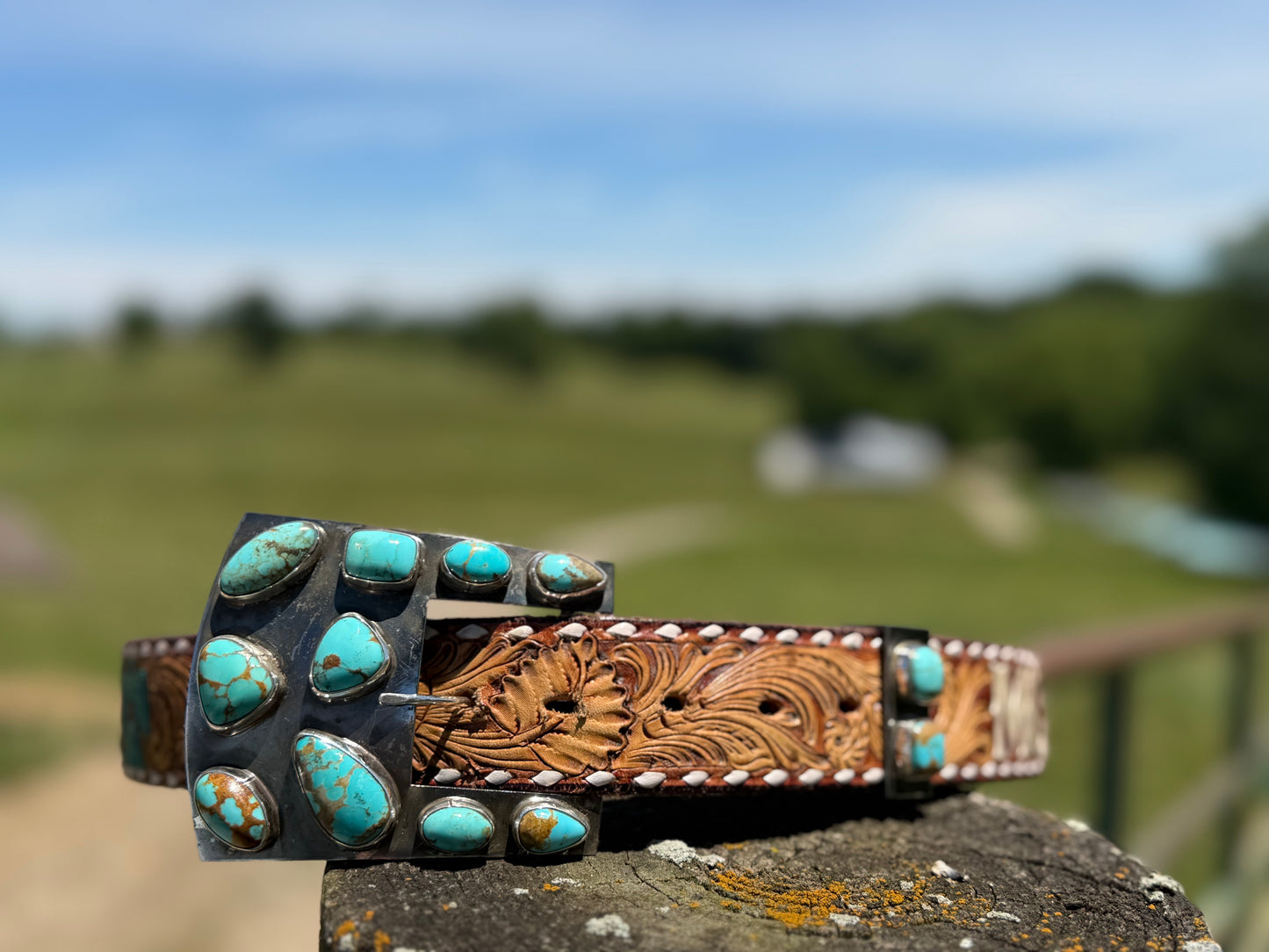 Square Kingman Turquoise Belt Buckle