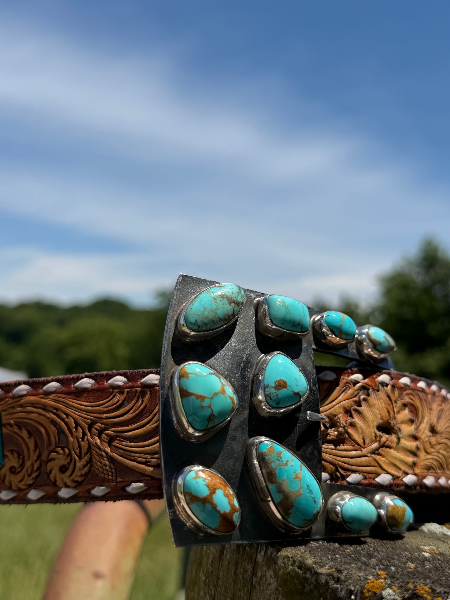 Square Kingman Turquoise Belt Buckle
