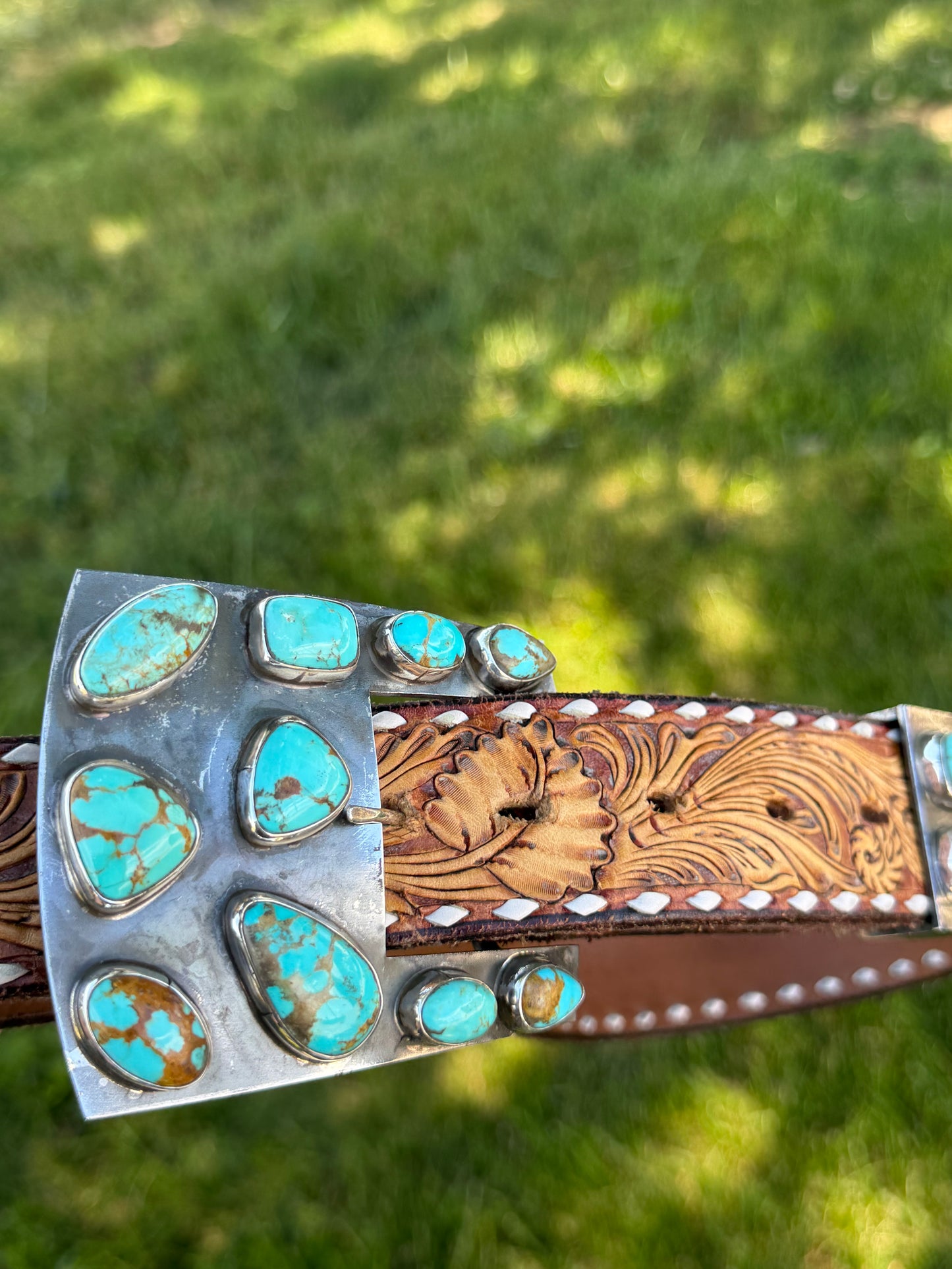 Square Kingman Turquoise Belt Buckle