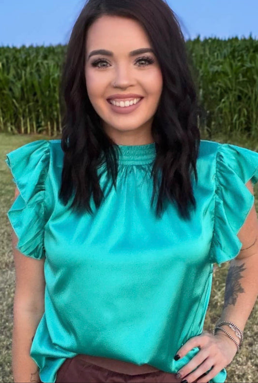 Turquoise Babydoll Top