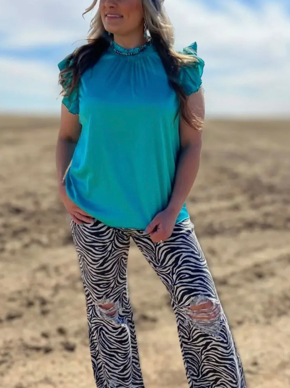 Turquoise Babydoll Top