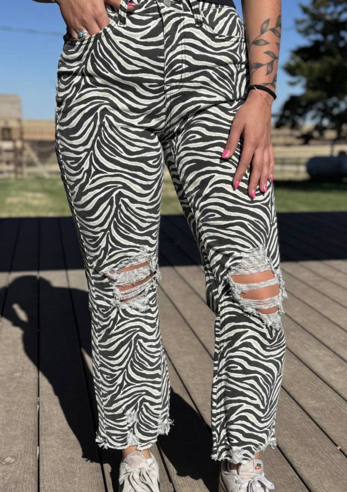 Zebra Distressed Jeans