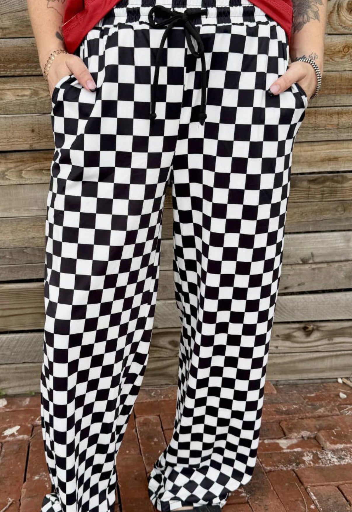 Checkered Wide Leg Lounge Pants