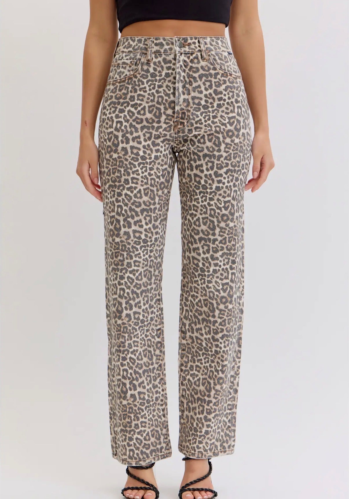 Cello Cheetah High Rise "Dad" Jeans
