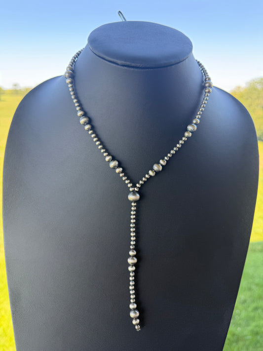 Graduated Sterling Silver Pearl Lariat