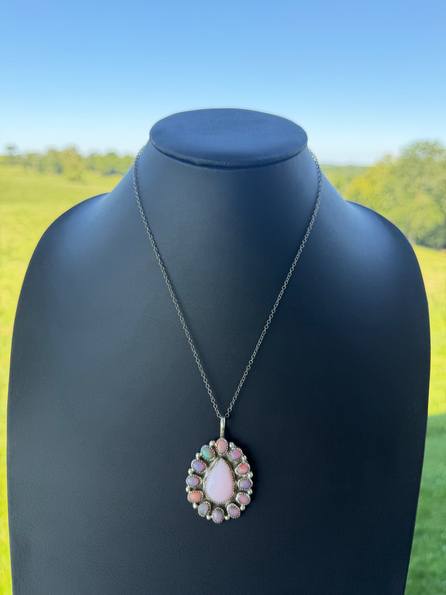 Native Pink Opal Cluster Pendant