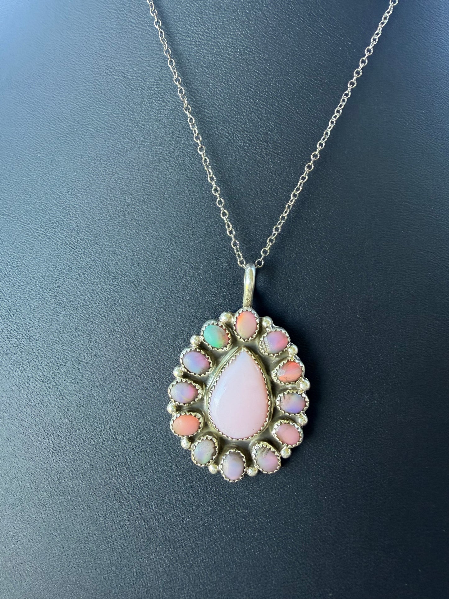Native Pink Opal Cluster Pendant