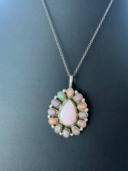 Native Pink Opal Cluster Pendant