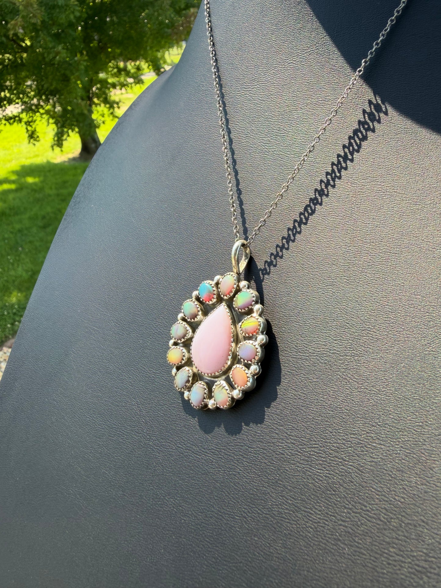 Native Pink Opal Cluster Pendant