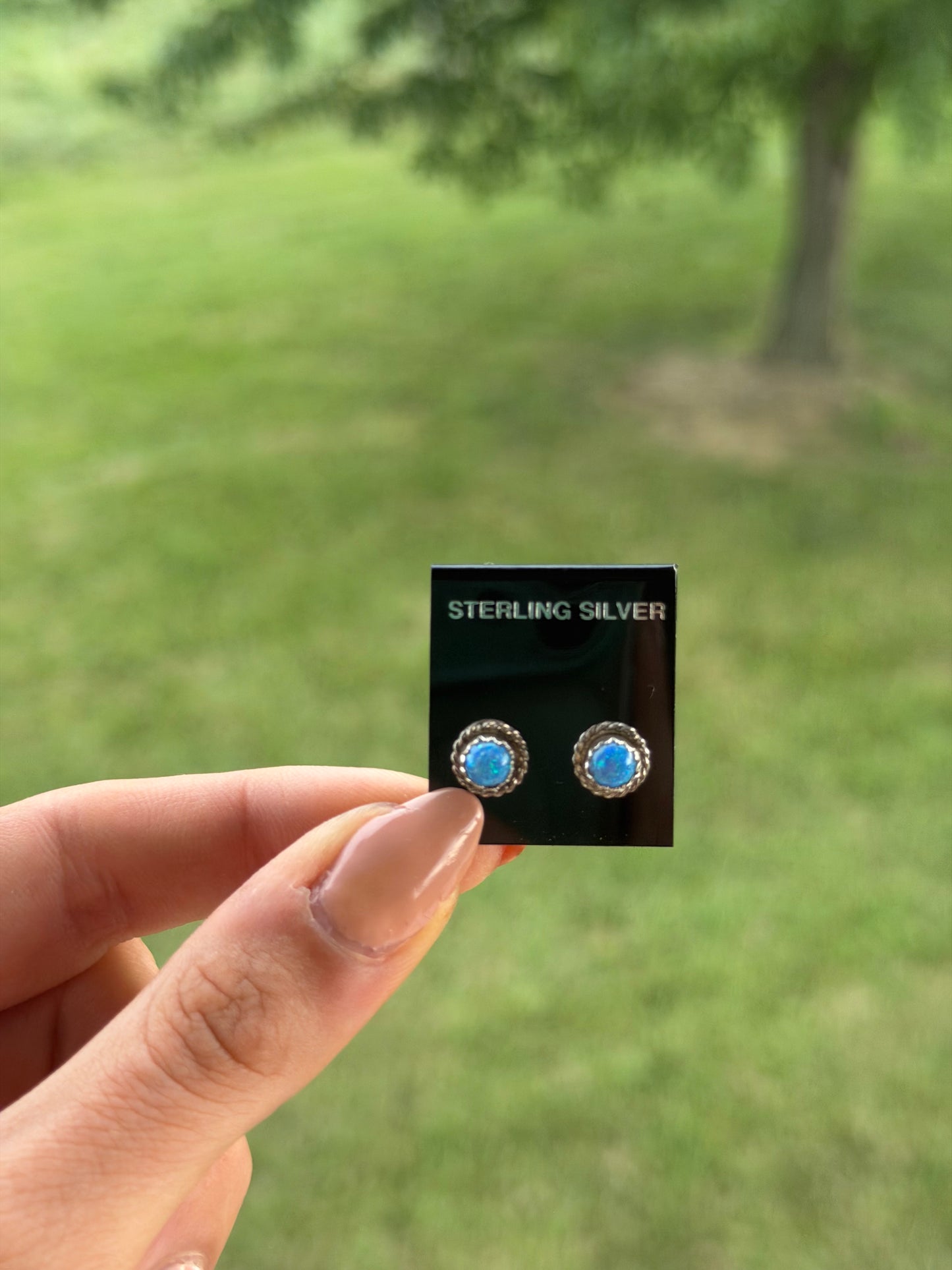 Native Blue Opal Studs