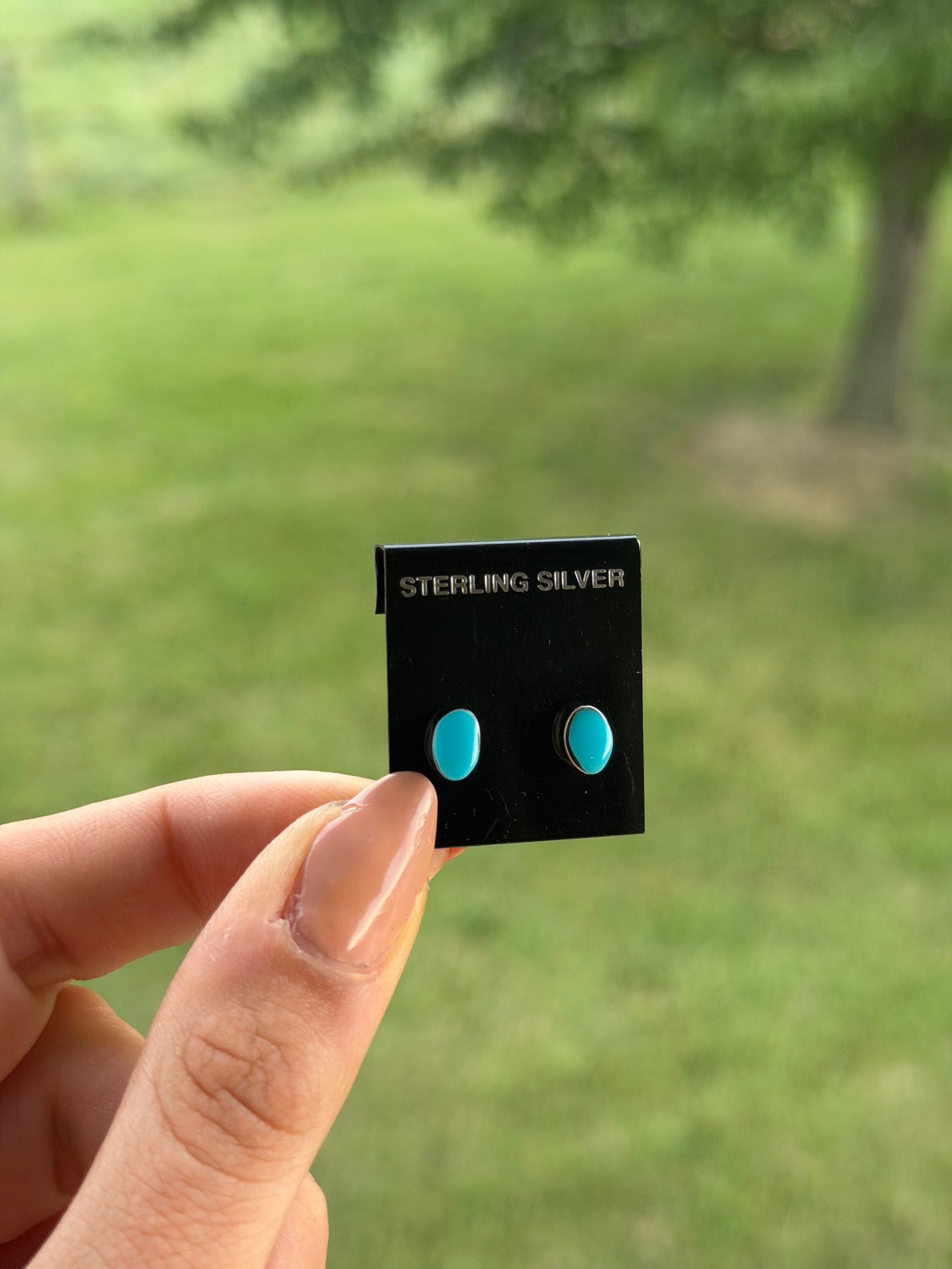 Native Oval Kingman Turquoise Studs