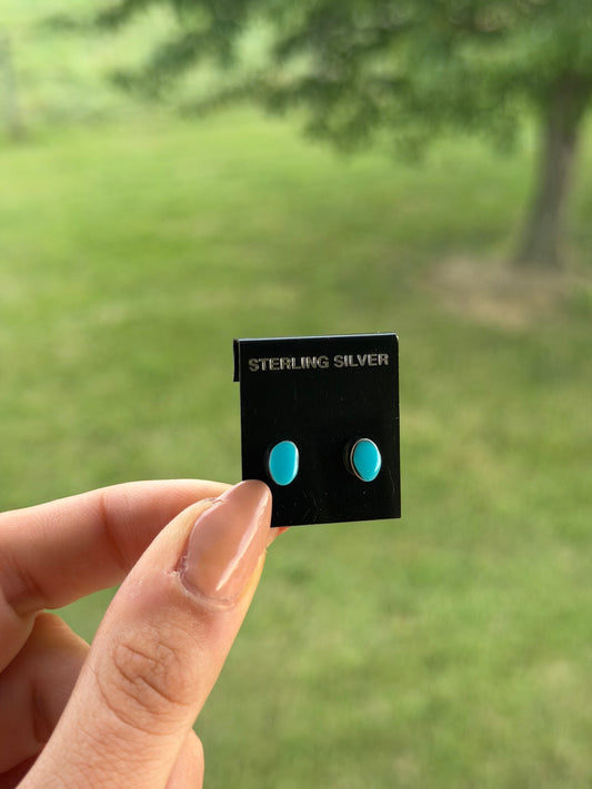 Native Oval Kingman Turquoise Studs