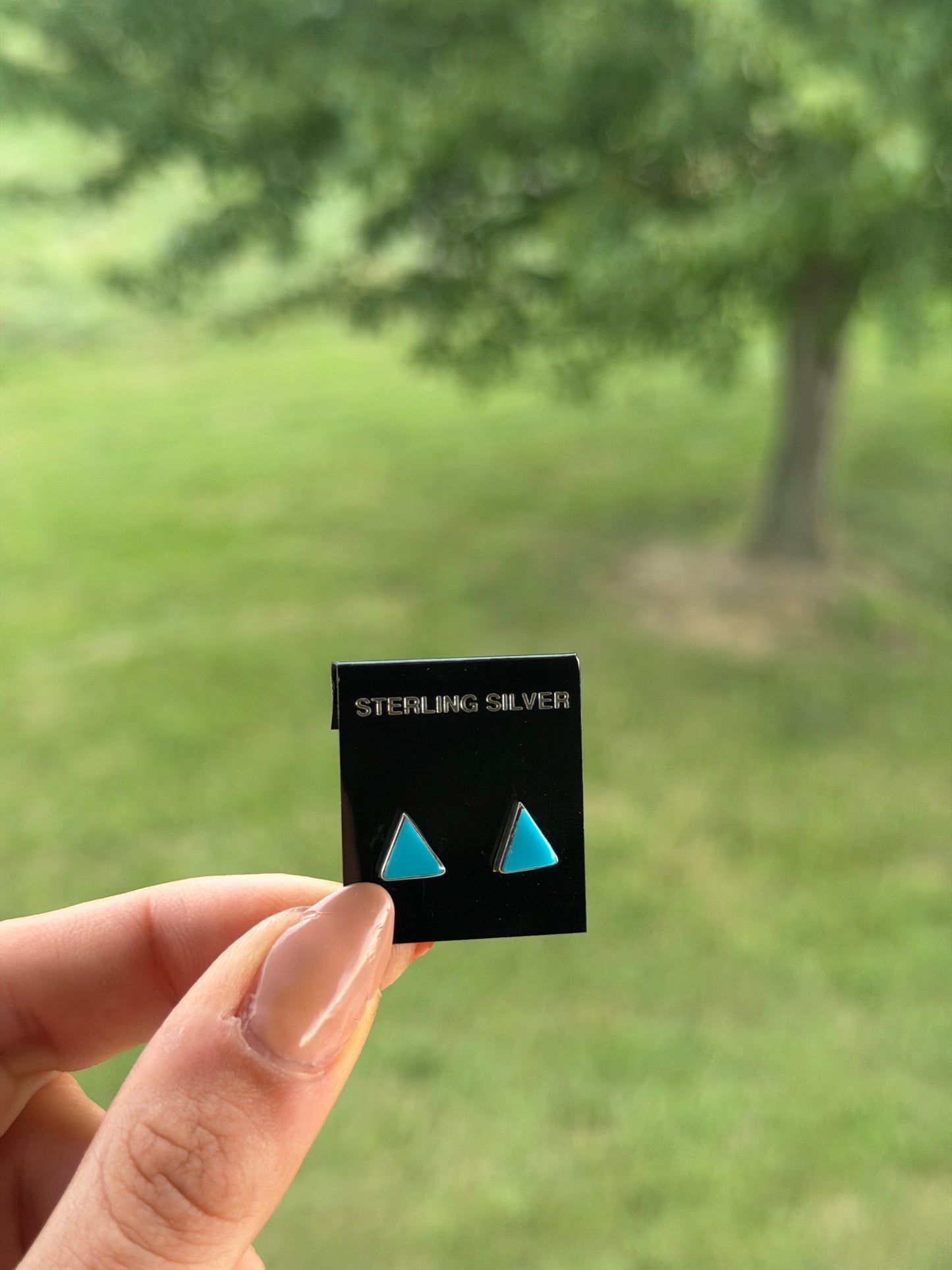 Native Triangle Kingman Turquoise Studs
