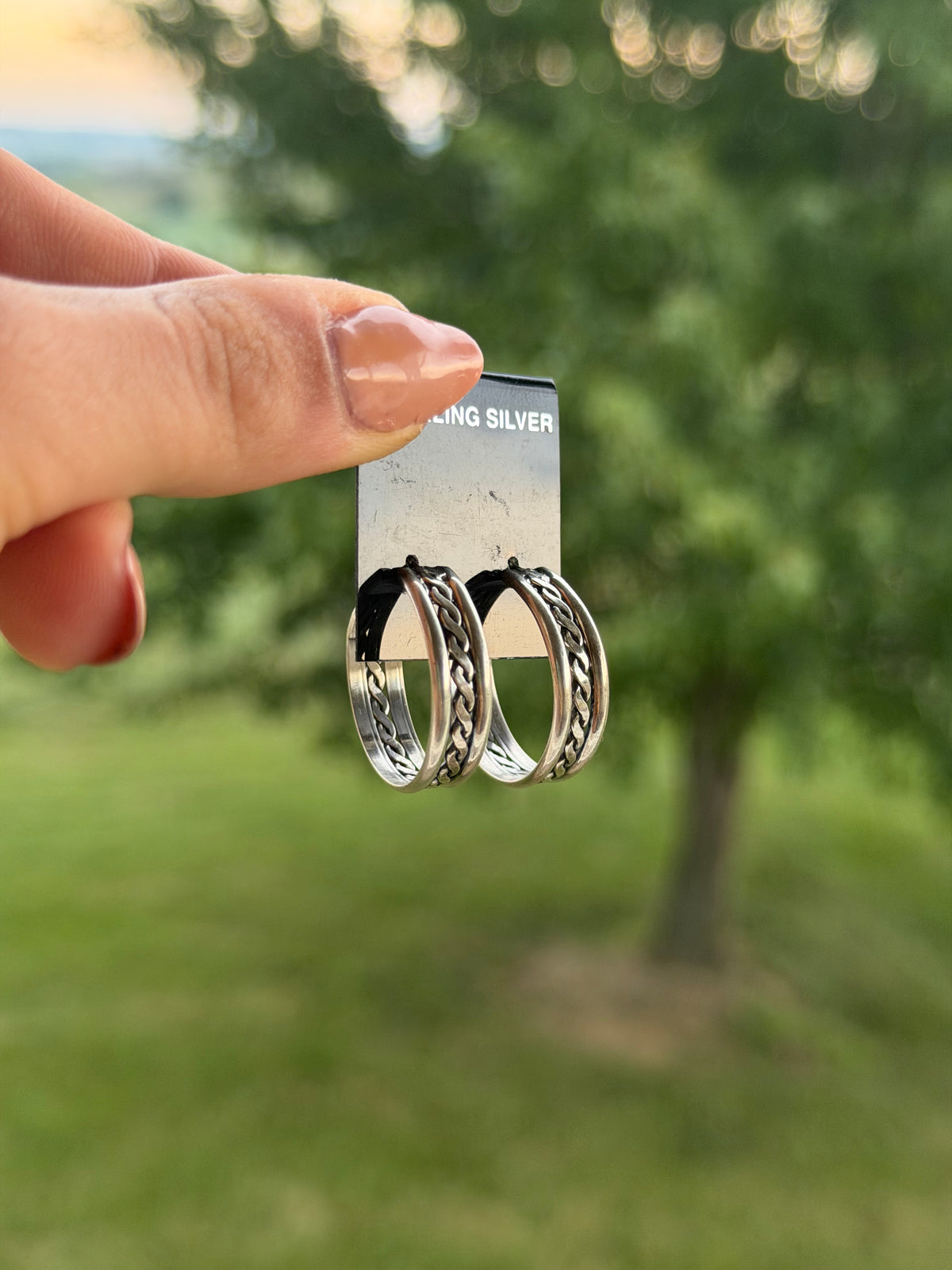 Native Braided Sterling Silver Hoops