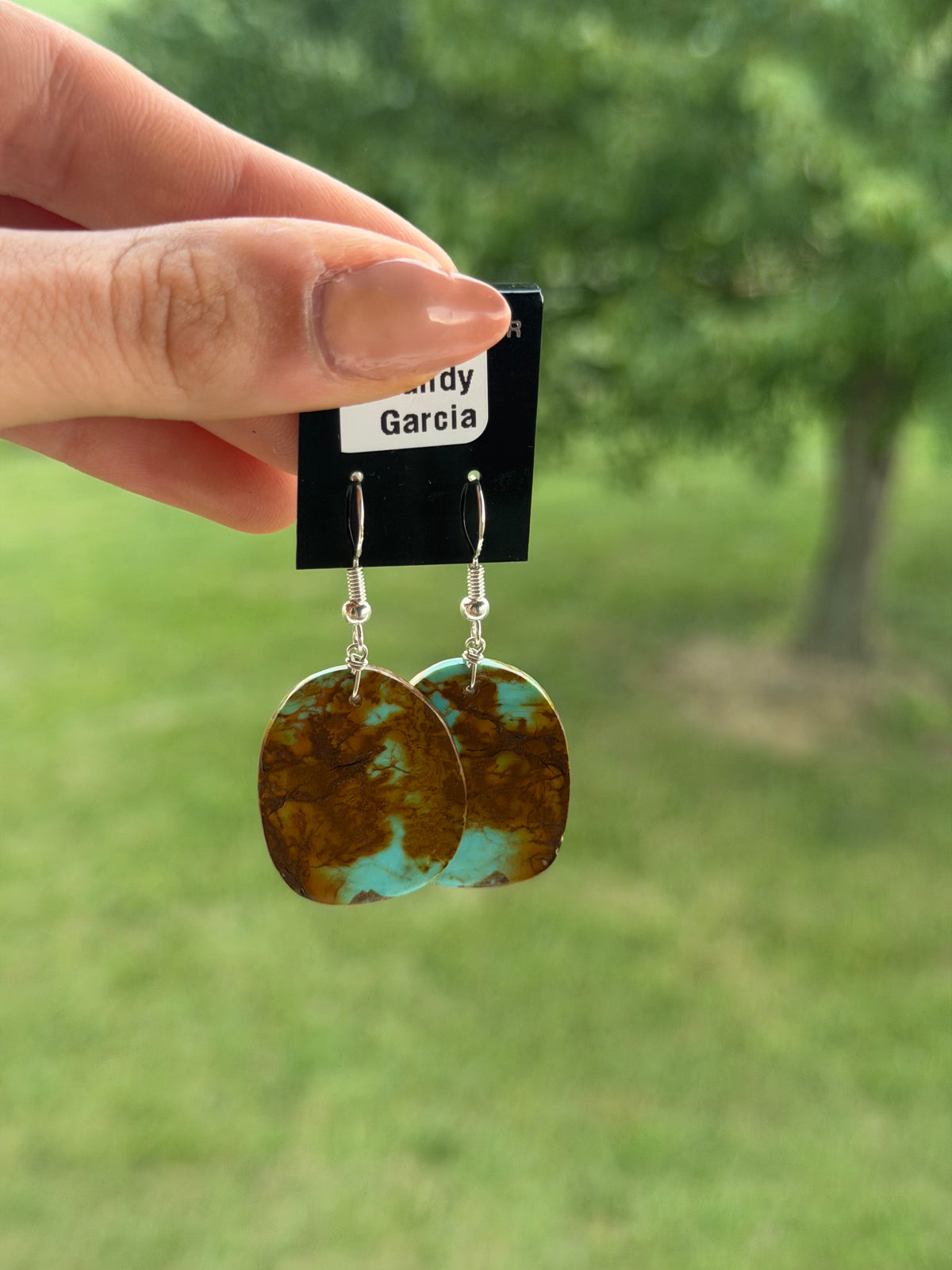 Native Royston Turquoise Slab Earrings