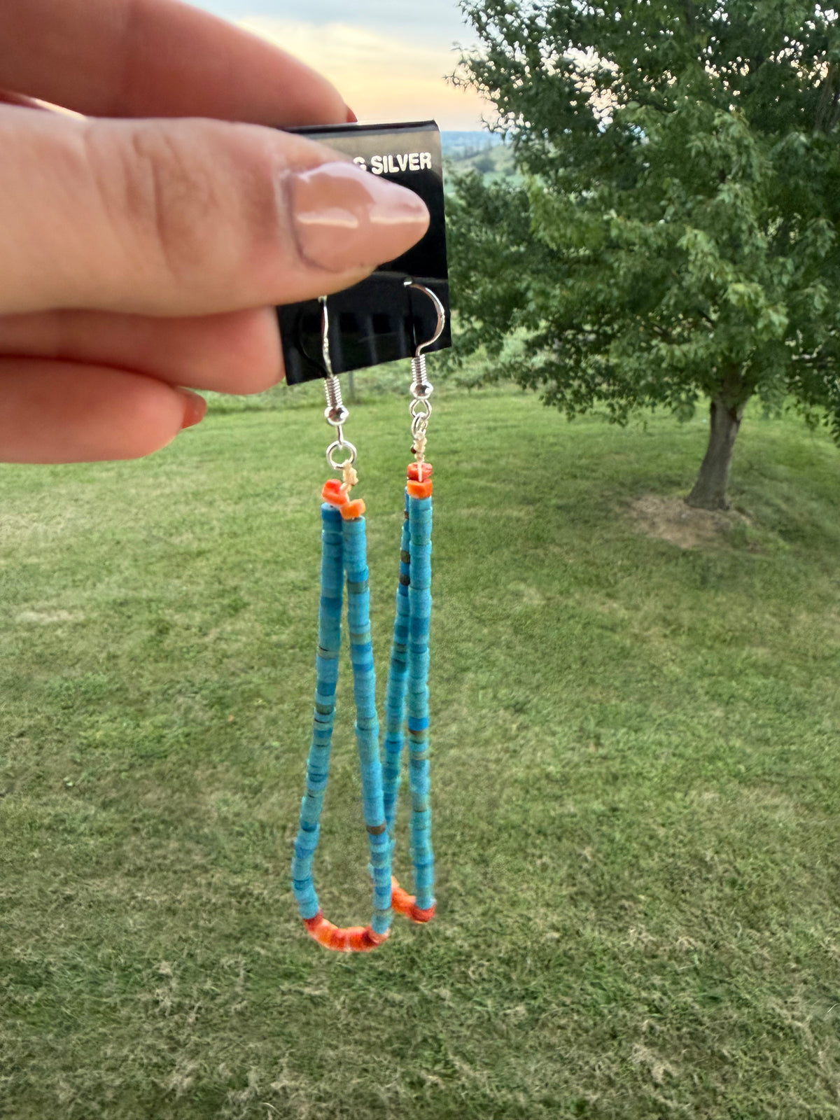 Native Turquoise and Spiny Beaded Earrings