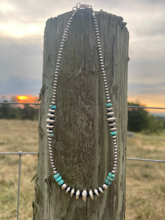 16" Graduated with Turquoise Navajo Pearls