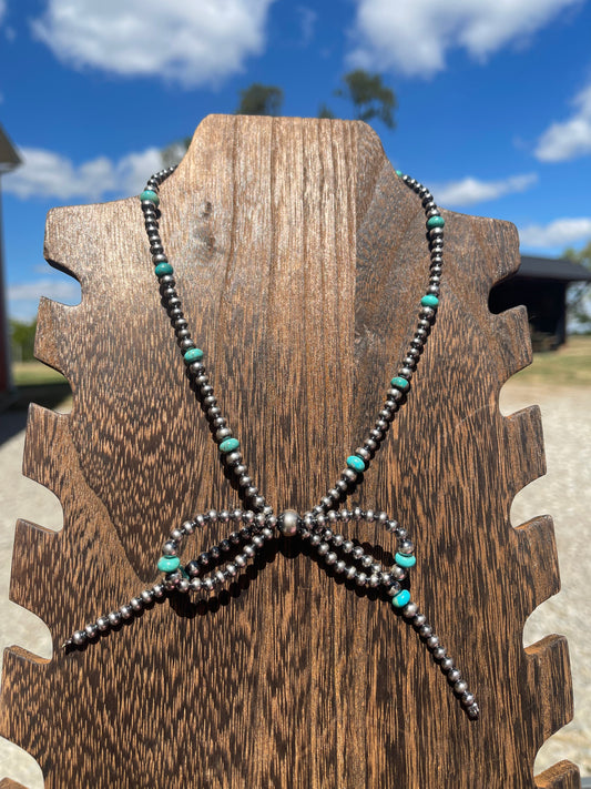 Bow Necklace with Turquoise