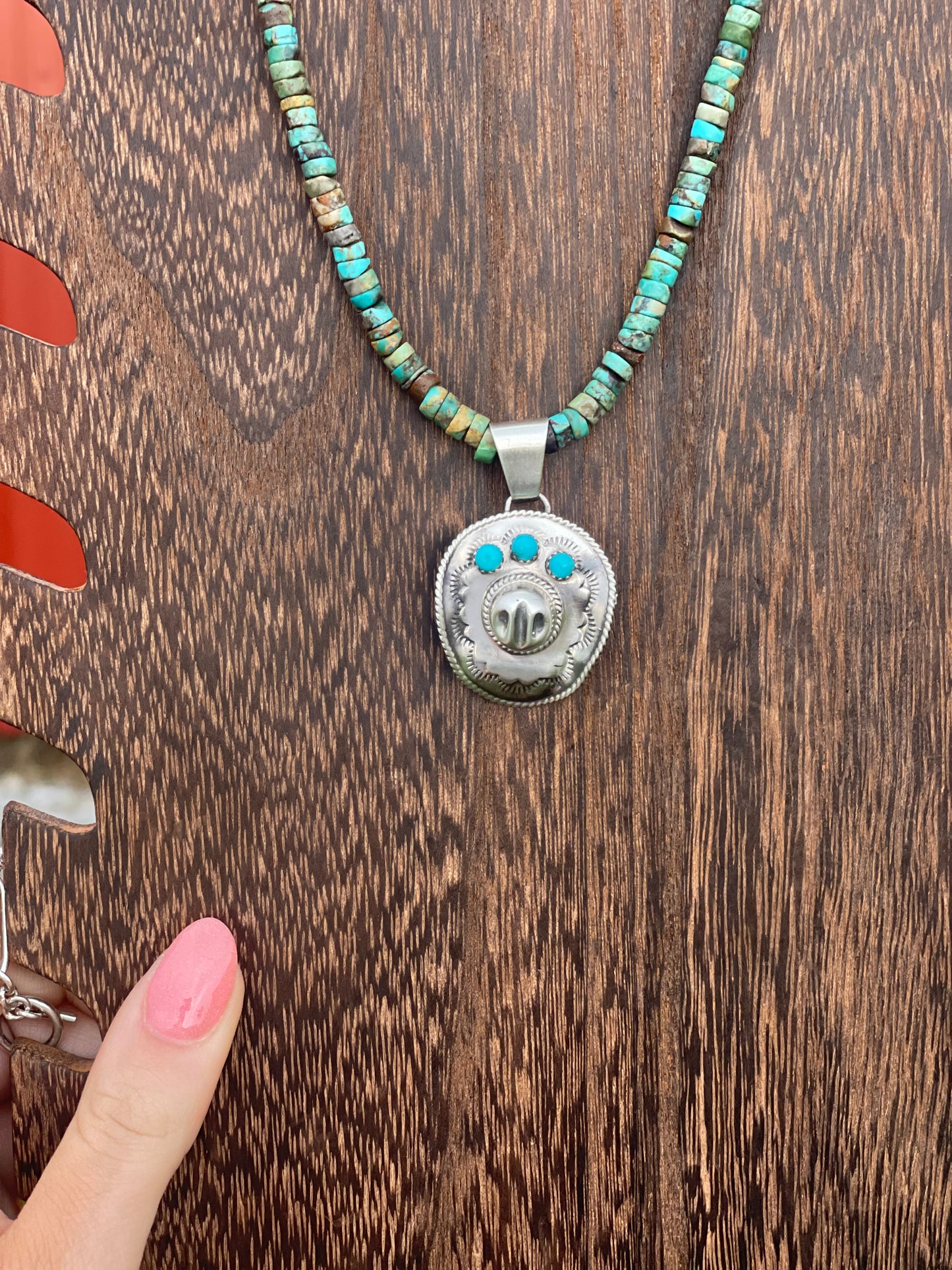 Navajo Handmade Cowboy Hat Pendant