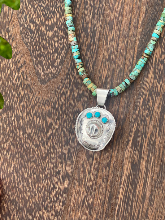 Navajo Handmade Cowboy Hat Pendant