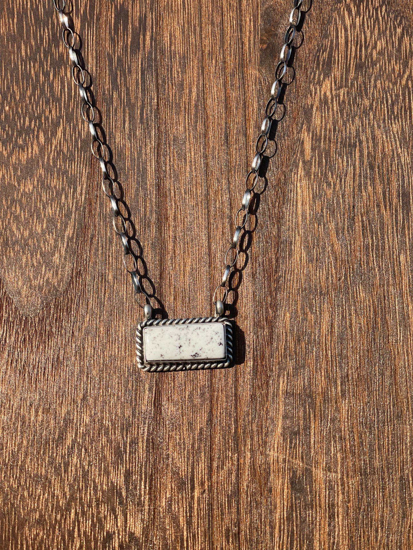 1 Inch White Buffalo Bar Necklace
