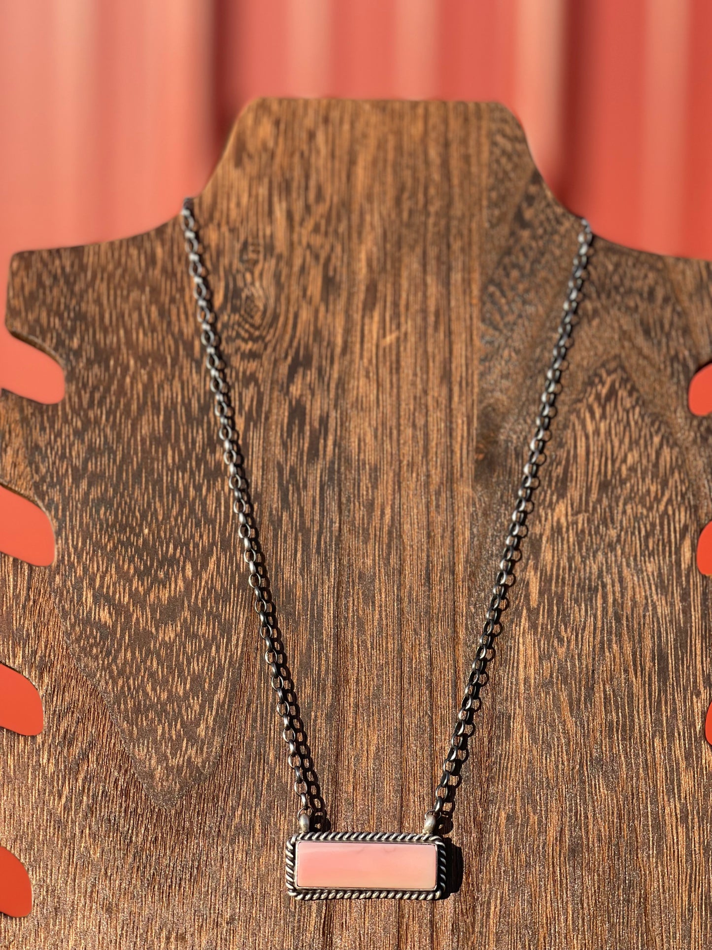 Pink Conch Bar Necklace