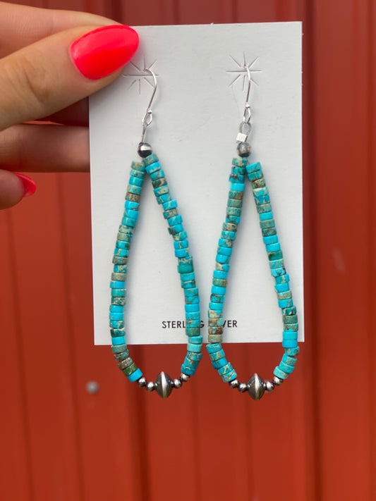 Kingman Turquoise/Navajo Pearl Hoops