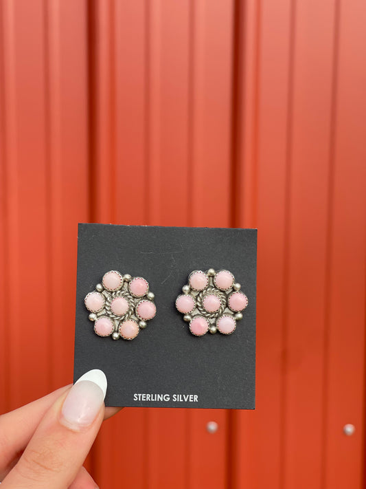 Pink Conch Cluster Earrings