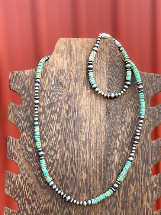 Red River Turquoise and Sterling Silver Pearls