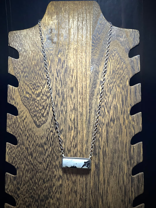 1.5 inch White Buffalo Bar Necklace