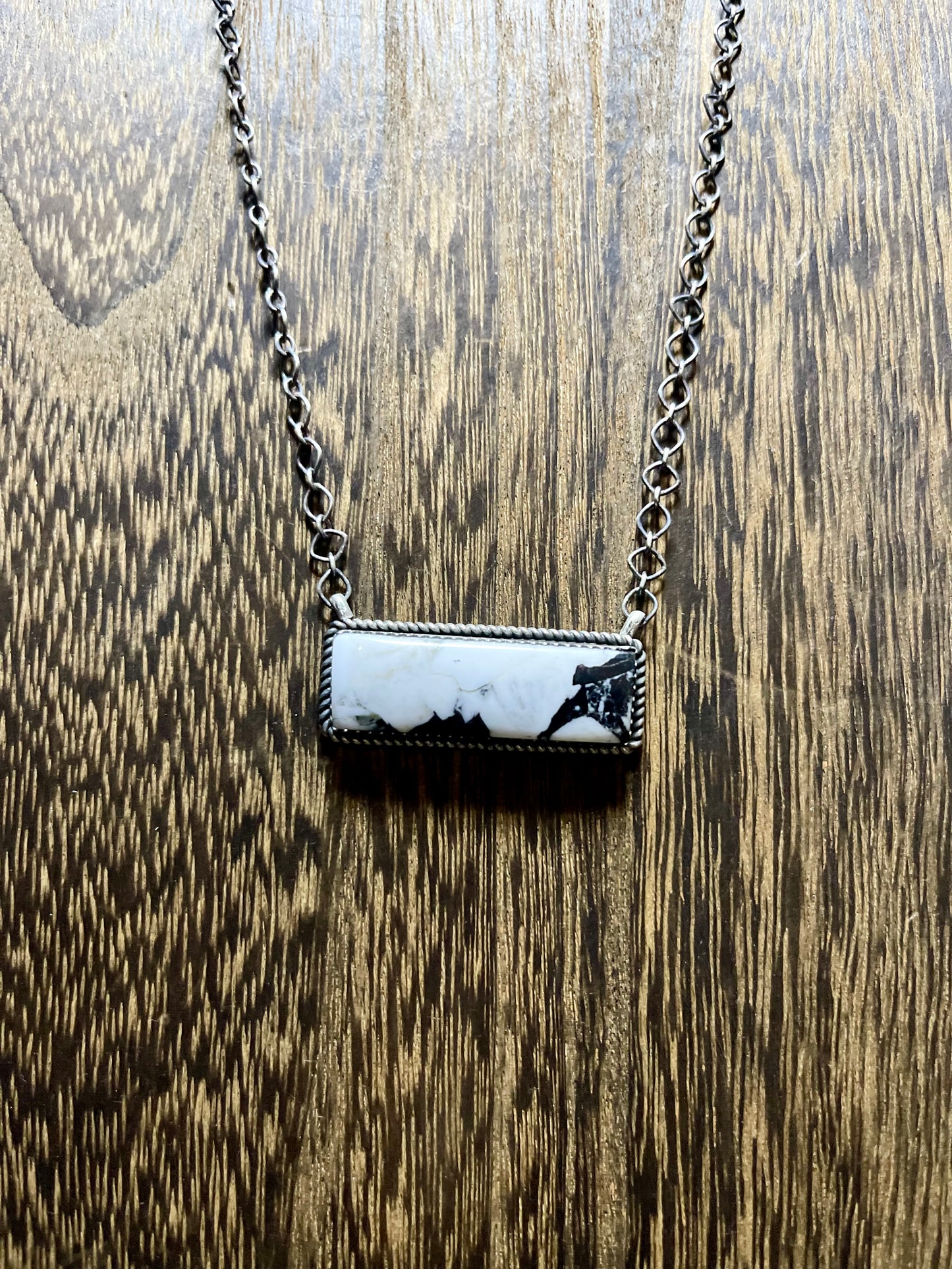 1.5 inch White Buffalo Bar Necklace
